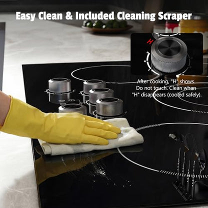 30 Inch Electric Cooktop Anti-slip Knob, 5 Burner Cookrop 8500W - size: 30 Inch 5 Burner 585138