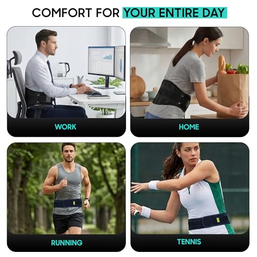 Lower Back Brace for Women and Men, Adjustable Back Brace with Back Support Belt and Back Support Brace, Slim Breathable Lumbar Support for Daily Stability, Back Braces L/XL(Waist:42''-52'')