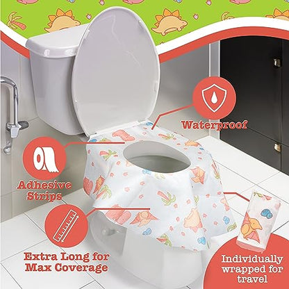 Potty Shields Waterproof Disposable Toilet Seat Covers, Dinosaurs 20 Pack - color: Dinosaurs, size: 20 Pack