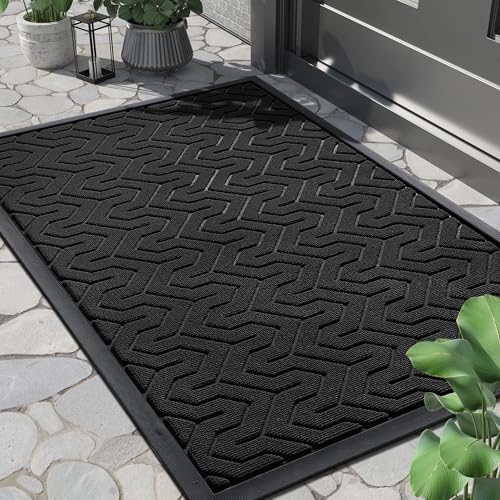 Yimobra Large Indoor Outdoor Mats for Front Door, Black, 36x24 - color: Black, size: 36x24 Inch