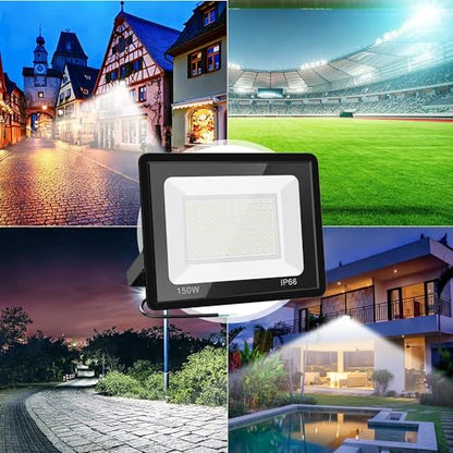 150W LED Flood Light, 5000K Outdoor Floodlight, IP66 Waterproof 2 Pack - size: 150 W-2 pack