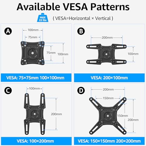MOUNTUP Flip Down Ceiling TV Mount for Most 13-40" TVs, Full Motion TV Bracket with Height Adjustment, 360° Swivel & Rotate, Fits Flat & Slanted Ceilings, Max VESA 200x200mm Holds up to 22 lbs - size: Height 15.3'', Folding