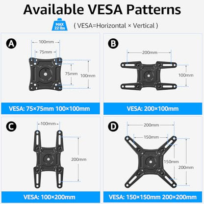 MOUNTUP Flip Down Ceiling TV Mount for Most 13-40" TVs, Full Motion TV Bracket with Height Adjustment, 360° Swivel & Rotate, Fits Flat & Slanted Ceilings, Max VESA 200x200mm Holds up to 22 lbs - size: Height 15.3'', Folding