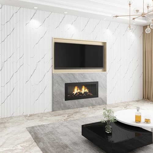 Slat Wall Panel 8-Pack, 108’’x6.3’’, Marble White - size: 108’’x6.3’’-Marble White