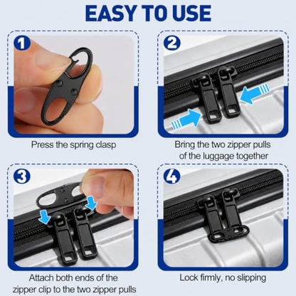 AgePlace 6 Pack Zipper Clips Anti Theft, Double Opening Zipper Lock for Backpacks & Luggage, Zinc Alloy Zipper Pull Replacement,Small Carabiner Clip for Purses,Crossbody Bags & Travel Essentials,Black - color: Black