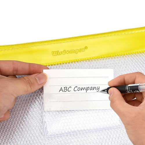Wisdompro Zipper Pouch, 4 Pack Waterproof Mesh File Bag, Document Organizer - color: Blue/Purple/Yellow/Pink