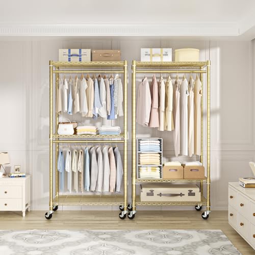 FUTASSI P1 Medium Heavy-Duty Portable Closet, 30" W x 14" D x 76" H, Gold - color: Gold, size: P1 Medium