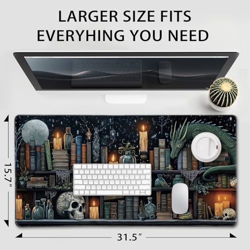 Mystical Gothic Library Large Gaming Mouse Pad Desk Mat 31.5x15.7 - color: Gothic Library