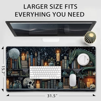 Mystical Gothic Library Large Gaming Mouse Pad Desk Mat 31.5x15.7 - color: Gothic Library