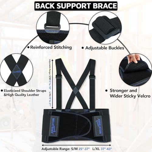 MELOTOUGH Work Back Brace for Men Lower Back,Back Brace for Work Lifting,Shoulder Straps Construction, Warehouse S/M,Christmas Gifts for Men - size: X-Small