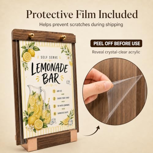 3 Pack 8.5 x 11 Wood Sign Holders with Slanted Base, Vertical Display - size: 8.5x11, 3 Pack