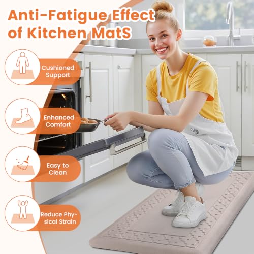 4/5 Inch Thicker Kitchen Mats Anti Fatigue Comfort Mat Standing Desk Rugs - color: Khaki, size: 39"L x 17"W x 0.8"Th