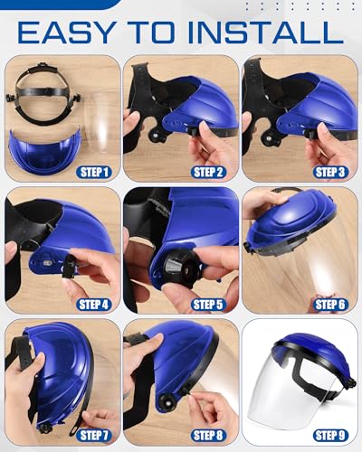 Tellegloww 4 Pcs Safety Face Shield for Grinding and Cutting, Blue - color: Blue