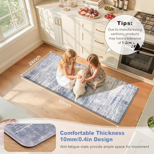 LOKHOM Kitchen Floor Mat Cushioned Anti Fatigue Runner Rug 24x59 Blue Grey - color: Blue Grey