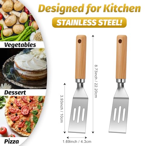 Patelai 5 Pcs Mini Spatula Set for Desserts Brownies, Slotted, Wooden - color: Wooden, size: Slotted