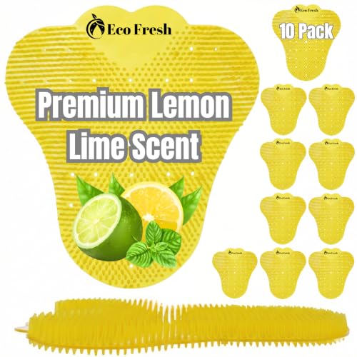 Premium Large Urinal Screen Deodorizer 10 pack of 3D Wave – Anti-Splash Urinal Cake infused with Essential Oils for Long Lasting 30-Day Odor Control in Bathrooms Toilets Offices Schools, Lemon Lime - color: Yellow