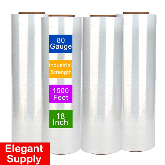 2 Roll 18" x 1500 feet Stretch Film-Wrap 80 Gauge Industrial Strength Stretch 20 Microns Durable for Moving Packing Packaging Heavy Duty Warehouse Shrink Film (Clear) - color: Clear, size: 2 PACK