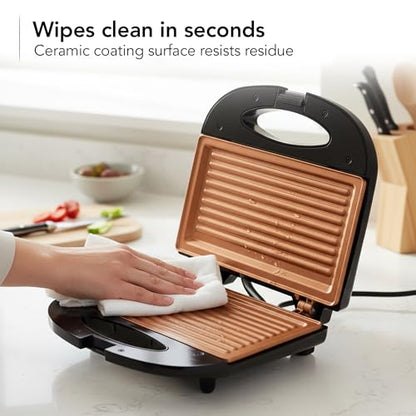 OVENTE Electric Panini Press Grill, 750W Nonstick Plates, Copper GP0110CO - color: GP0110CO