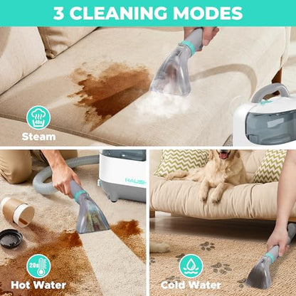 HAUSHOF Steam Carpet and Upholstery Cleaner Machine, with 3 Modes & 3 Tools