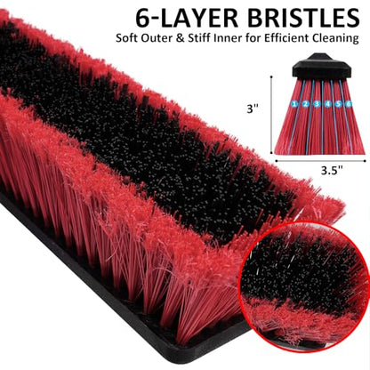 14”Push Broom with 70” Long Handle Heavy Duty Outdoor Broom for Cleaning Shop Garage Driveway Patio Deck Concrete Floor Sweeping - size: 14inch