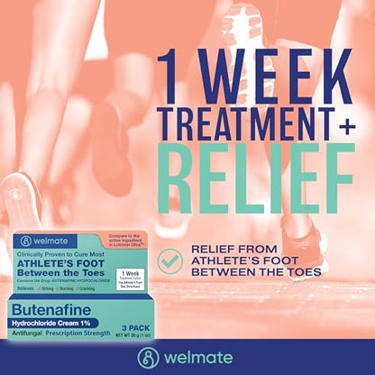 WELMATE Butenafine Hydrochloride 1% Antifungal Cream for Skin, 1 oz, 3pk - style: 3 Pack