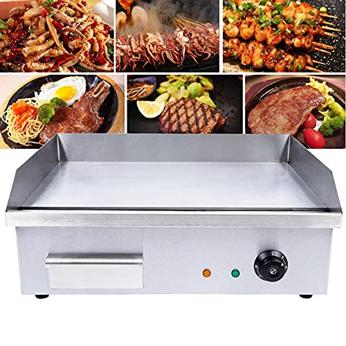 Commercial Electric Griddle, 3000w Stainless Steel Teppanyaki Grill Indoor Outdoor, Countertop Flat Top BBQ Plate with Thermostatic Control