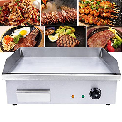 Commercial Electric Griddle, 3000w Stainless Steel Teppanyaki Grill Indoor Outdoor, Countertop Flat Top BBQ Plate with Thermostatic Control