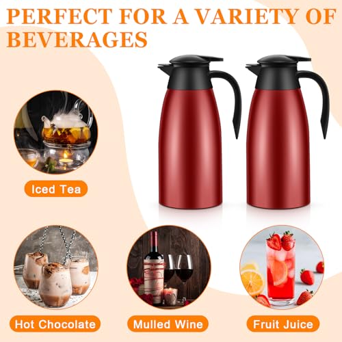 Norme 2 Pcs Thermal Coffee Carafe Creamer, Wine Red, 68 oz - color: Wine Red, size: 68 oz