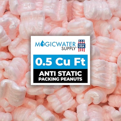 Magicwater Supply - .5 Cu Ft - Pink Packing Peanuts - Anti-Static S Shaped Cushion for Shipping, Void Filling & Storage - Protect Your Goods (Pack of 2) - size: 1/2 Cu Ft (Pack of 2)