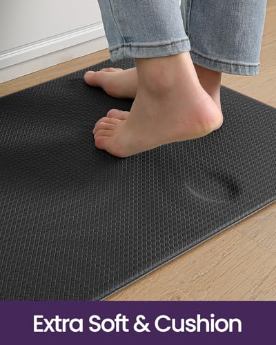 DEXI Kitchen Floor Mats Cushioned Anti Fatigue, 23x59 Standing Runner Rug - color: Black, size: 59"l X 23"w X 0.4"th