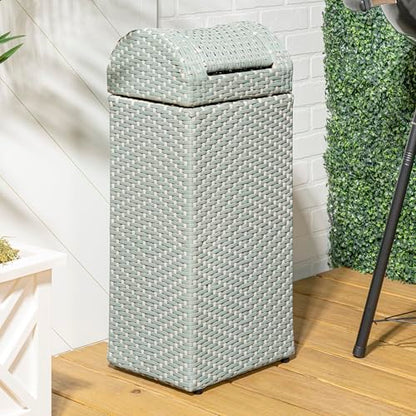 happimess Darla 13 Gal Outdoor Trash Can Swing Top, Mint Blue/White - color: Mint Blue/White, size: 13 Gallons