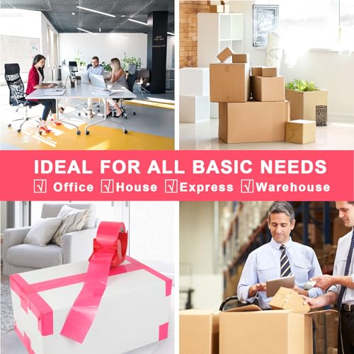 BOMEI PACK 1.88 Inches Heavy Duty Red Packing Tape,1.88 Inches x 60 Yards 3 Rolls with refillable Dispenser, Packaging Tape,Industrial Grade Boxes Shipping Tape for Moving,Mailing and Storages - color: Red