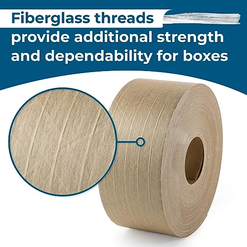 IDL Packaging 2.83" x 450 feet Reinforced Water-Activated Kraft Gummed Tape 30lb Thickness (Pack of 10) - Secure Paper Packing Tape for Secure Carton Sealing - Heavy-Duty for All Conditions, Brown - size: Pack of 10