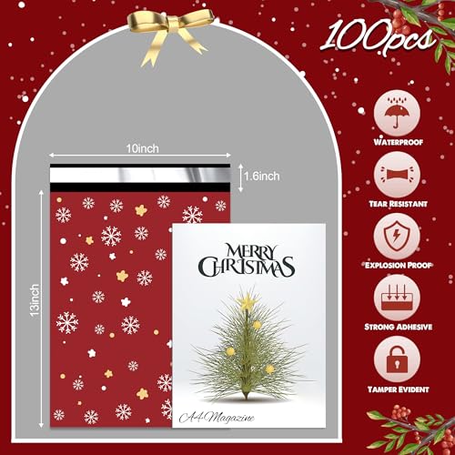 Christmas Poly Mailers 10x13 Inch 100 Pcs, Merry Christmas - color: Red Merry Christmas, size: 10x13 Inch 100Pcs