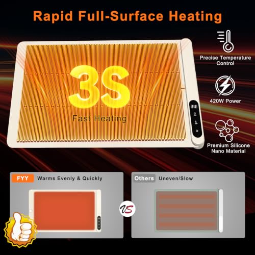 FYY Warming Mat for Food 24"x15", Rapid and Full Surface Heating Beige - color: Off White, size: X Large Size: 24"x15"