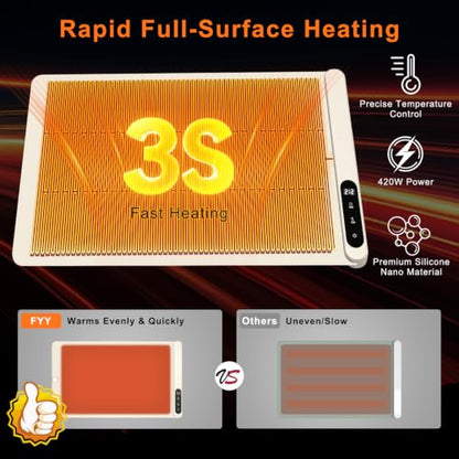 FYY Warming Mat for Food 24"x15", Rapid and Full Surface Heating Beige - color: Off White, size: X Large Size: 24"x15"