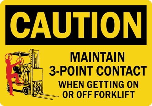 StickerJet OSHA Caution Sign Maintain 3-Point Contact When Getting On Or Off Forklift Stickers – Self Adhesive Vinyl 5-Pack, Sign for Warehouse and Industrial Waterproof & UV Resistant (3.5" x 5") - color: Caution: Maintain 3-Point Contact, size: 3.5" x 5