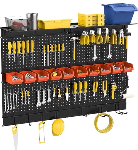 Ultrawall Pegboard Wall Organizer, 48 X 36 inch Garage Storage Pegboard - color: Black