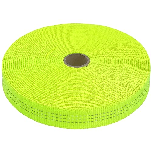 GM CLIMBING 1 inch Nylon Tubular Webbing Tape CE UIAA Certified 4000lb Heavy Duty for Climbing Rescue Rope Works Survival Outdoor General Purposes - color: Neon Green, size: 30 ft
