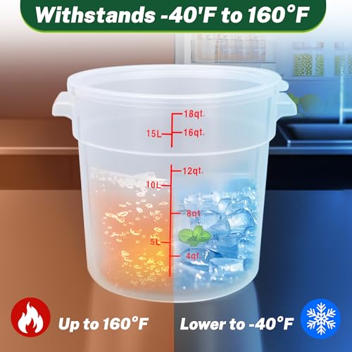 4 Pack 18 Qt Round Food Storage Containers with Lids, Translucent - color: 18 Quarts