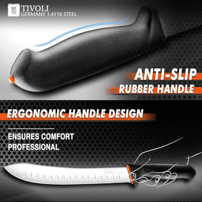 TIVOLI Bullnose Knife 10 Inch - Butcher Knife with Non-Slip Softgrip - size: 10"