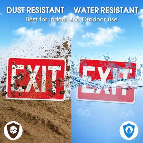 T&R Exit Sign - 2 Pack - 10 x 7 Inches Rust Free .040 Aluminum Reflective - UV Protected, Waterproof, Weatherproof and Fade Resistant - 4 Pre-drilled Holes - color: Red - 10" x 7" - 2 pack