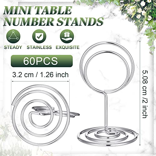 Sherr 60 Pcs Table Number Holder Mini Place Card Holder 2 Inch Table Number Stands Office Memo Holders Name Card Holder Clips Wire Photo Holder Sign for Wedding Menu Picture(Silver)
