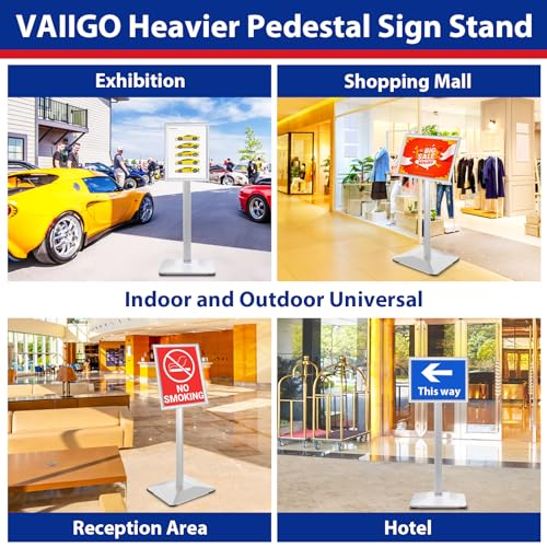 Pedestal Sign holder Stand 8.5x11inch Adjustable Standing Floor Sign Stand with Heavy Base & Snap Frame Display Stand for Indoor Outdoor Business Store Sign Holder Poster Stand (Silver) - color: Silver/1Pack, size: 8.5"x11" Sign Stand