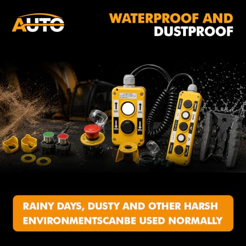 Waterproof Industrial 3 Button Electric Hoist Crane Pushbutton Switches with Box Holder COB Industrial Up Down Driving Push Button Switch Control