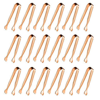 Mini Serving Tongs, Anytrp 18-Packs Stainless Steel Sugar Tongs, 4.3inch Ice Tongs Kitchen Tong Appetizers Tong for Coffee Bar, Tea Party, Desserts Party, Sugar and Ice Bucket - color: Rose Gold, size: 4.3inch-18pcs