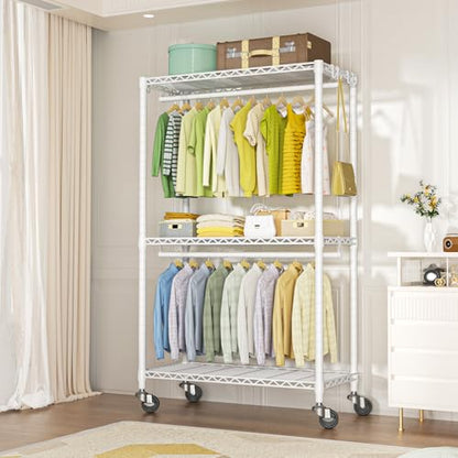 FUTASSI P3 Rolling Clothes Rack, Clothing Racks for Hanging Clothes, White - color: White, size: P3