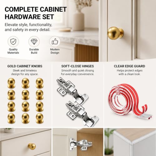 Kitchen Cabinet Hardware - Cabinet Door Knobs - Concealed Hinges - Bumpers