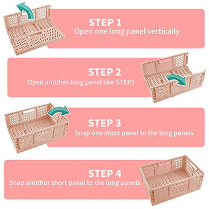 2 Pack Stackable Storage Crates, Plastic Foldable Baskets Small Blue - color: Blue, size: Small: 11.8" x 7.8" x 4.7"