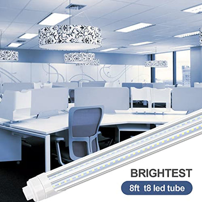 R17D/HO 2 Pin LED Tube Light, 8 Foot, 90W Rotate V Shaped,T8 T10 T12 8FT LED Bulb,6000K Cold White, 10000LM, Clear Cover, (Replacement for F96T12/CW/HO 180W), Ballast Bypass,Dual-End Powered - size: 20 Count (Pack of 1)